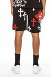 Weiv Mens Chrome Cross Skull Shorts