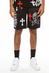 Weiv Mens Chrome Cross Skull Shorts