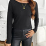 Lace Detail Butterfly Back Round Neck Long Sleeve T-Shirt