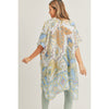 DIONA J FLORAL PRINT KIMONO CARDIAGN ONE SIZE COLOR BLUE