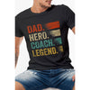 Dad Hero Coach Legend Black Graphic Tee Round Neck Gift For Father's Day Size XL