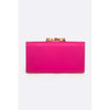 DIONA J CRYSTAL BUCKLE METALLIC BOX CLUTCH SHOULDER BAG COLOR ROSE