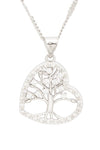 CZ Tree Heart Shape Pendant Necklace