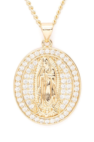 Cubic Zirconia Saint Mary Pendant Necklace