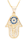 Cubic Zirconia Hamsa Pendant Necklace