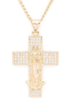 CZ St Mary Cross Pendant Necklace