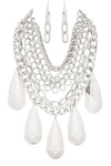 Metallic Teardrop Statement Necklace Set