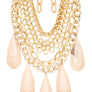 Metallic Teardrop Statement Necklace Set