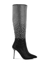 Orymple Shiny Rhinestone Studded Calf Boots