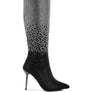 Orymple Shiny Rhinestone Studded Calf Boots
