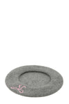 Solid Wool Beret with Ribbon Embroidered