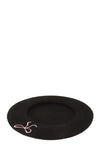 Solid Wool Beret with Ribbon Embroidered