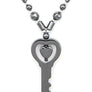 Heart In A Key Pendant Hematite Necklace