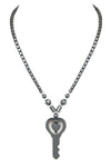 Heart In A Key Pendant Hematite Necklace