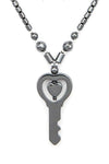 Heart In A Key Pendant Hematite Necklace