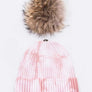 Large Genuine Fur Pom Tie Dyed Cotton Blend Beanie