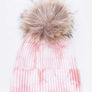Large Genuine Fur Pom Tie Dyed Cotton Blend Beanie