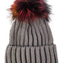 Mix Color Genuine Fur Pom Pom Beanie