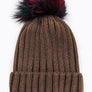 Mix Color Genuine Fur Pom Pom Beanie