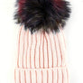 Mix Color Genuine Fur Pom Pom Beanie