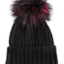 Mix Color Genuine Fur Pom Pom Beanie