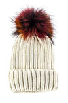 Mix Color Genuine Fur Pom Pom Beanie