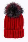 Mix Color Genuine Fur Pom Pom Beanie