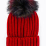 Mix Color Genuine Fur Pom Pom Beanie