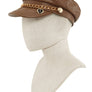 Leather Beret Cap with Chain and Number 5 Accent
