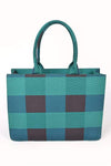 Buffalo Check Large Zipper Structure Tote