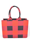 Buffalo Check Large Zipper Structure Tote