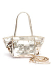 Metallic Faux Leather Weaved Small Tote Bag