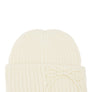 Knitted Beanie Hat with Pearl Ribbon Accent