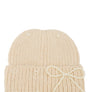 Knitted Beanie Hat with Pearl Ribbon Accent