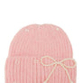 Knitted Beanie Hat with Pearl Ribbon Accent