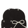 Knitted Beanie Hat with Pearl Ribbon Accent