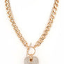Pave Crystals Heart Pendant Necklace Set
