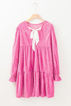 Flounce Sleeve Tiered Ruffled Velvet Mini Dress