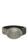 Metal Oval Buckle Flower Belt