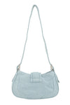 Decorative Buckle Denim Shoulder Bag