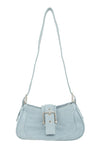 Decorative Buckle Denim Shoulder Bag