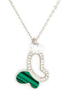 Malachite Cubic Butterfly Pendant Necklace