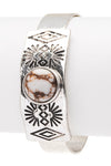 Stone Pave Engraved Western Open Cuff