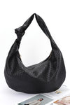 Knotted Handle Embossed Faux Leather Shoulder Bag