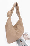 Knotted Handle Embossed Faux Leather Shoulder Bag