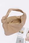 Knotted Handle Embossed Faux Leather Shoulder Bag