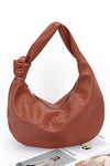 Knotted Handle Embossed Faux Leather Shoulder Bag