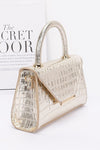 Croc Embossed Metallic Top Handle Bag