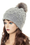 Cuffed Genuine Fur Pom Slouchy Beanie