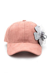 Beaded Flower Suede Fashion Cap